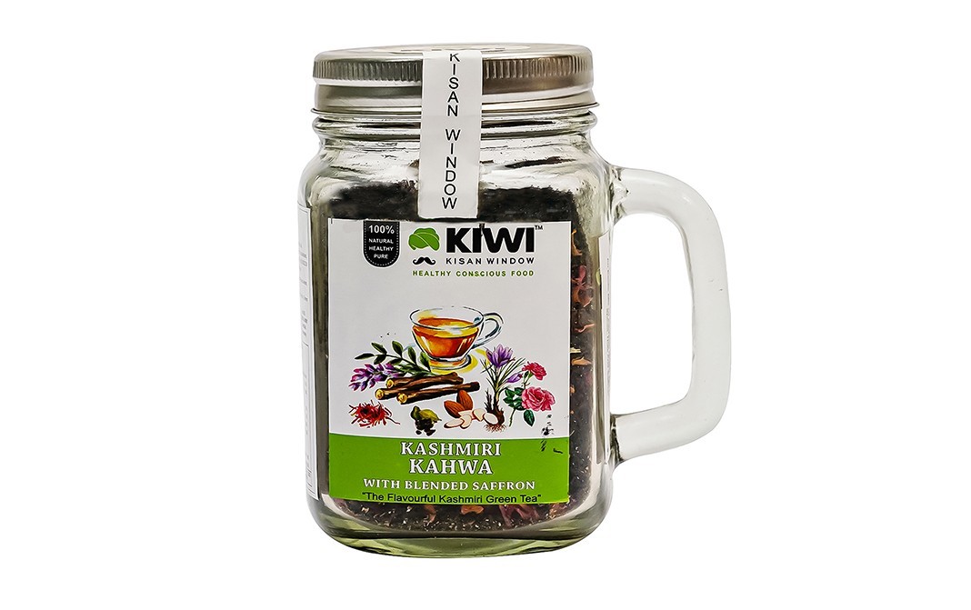 Kiwi Kisan Window Kashmiri Kahwa With Blended Saffron   Glass Jar  100 grams